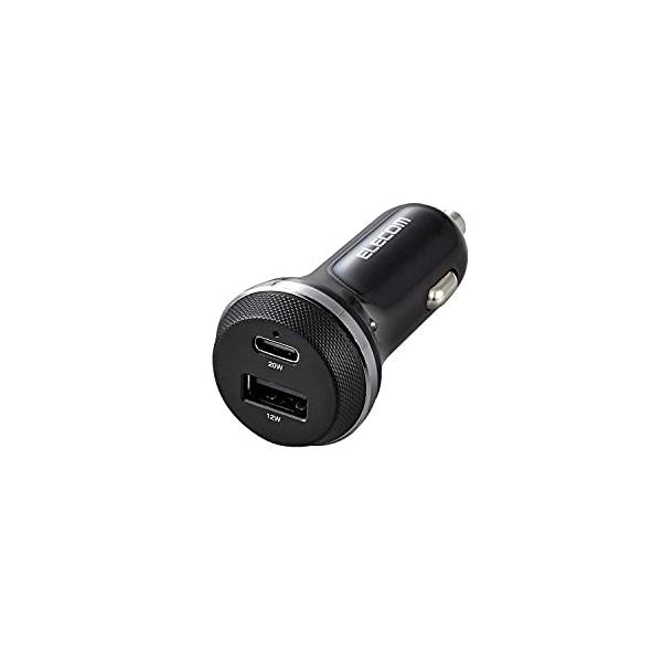 エレコム(ELECOM) カーチャージャー シガーソケット 合計32W ( USB PD対応 ) Type-C×1 / Type-A×1 ブラッ