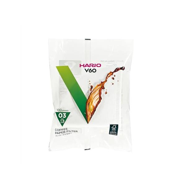 HARIO (ハリオ) V60用 ペーパーフィルター03W コーヒードリップ 1~6杯用 100枚入り ホワイト VCF-03-100W