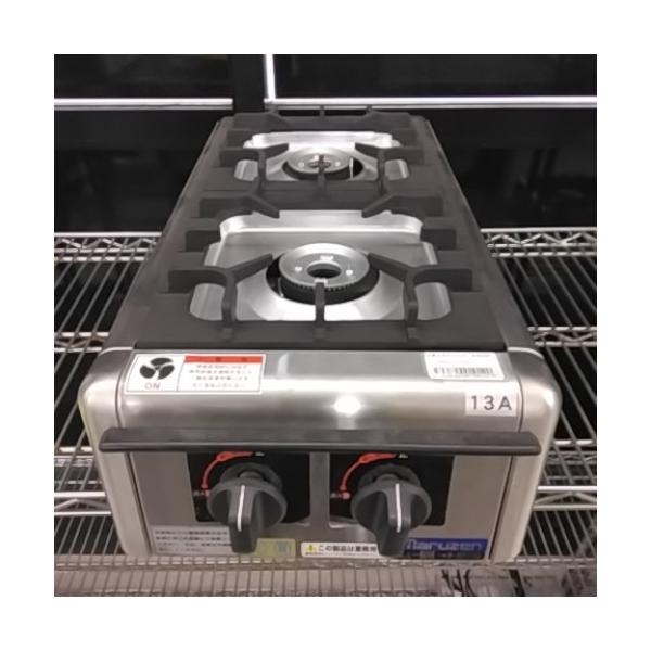 2口卓上ガスコンロ マルゼン M-822DC 都市ガス 業務用 中古/送料別途