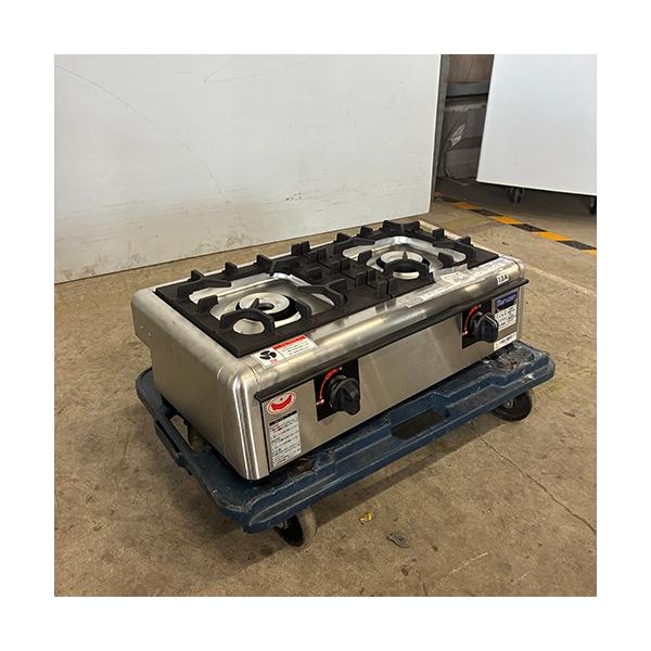 中古業務用ガスコンロ（三重）２台セット 2口卓上ガスコンロ マルゼン M-822E 都市ガス 業務用 中古/送料別途