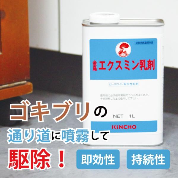 有効成分：ペルメトリン5％容量：1L形状：液体（水で薄めて使用）用途：ゴキブリ、ノミ、ナンキンムシ、イエダニ、ハエ・蚊成虫の防除●　水性乳剤なので引火、臭気、刺激などの心配がありません。 ●　環境ホルモン作用も示しません。 ●　ゴキブリに対...