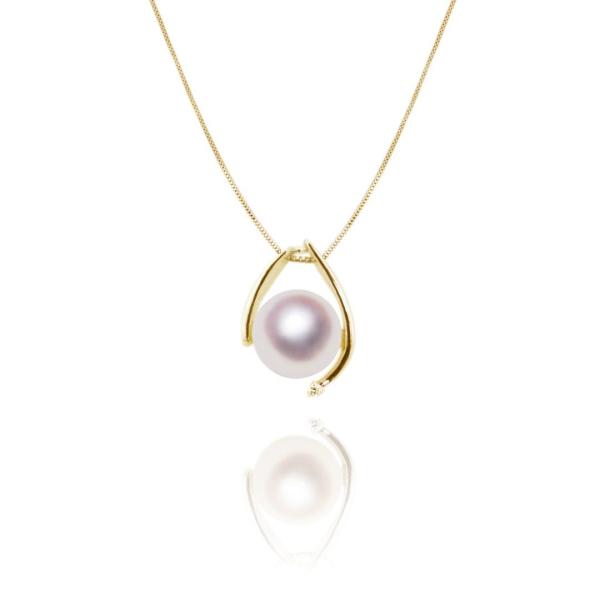 真珠 ペンダント K18 8.5mm ダイヤ0.01ct ネックレス 一粒 あこや 