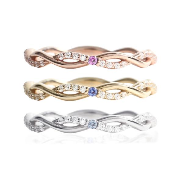 リング レディース ハーフエタニティ 誕生石 指輪 華奢 シルバー  Mirai-Tenshi MIR2141CZ 彼女 妻 ホワイトデー お返し