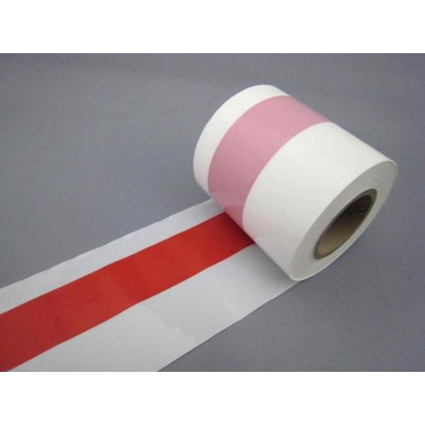 柱やポールに巻きつけて使用します。テープには糊がついておりませんので、柱に両面テープを貼っていただき、白い部分を重ねながら巻くとズレずにきれいにまけます。材質：ポリエチレン（乳白）サイズ　幅：８ｃｍ（白：３．６ｃｍ＋赤：３ｃｍ＋白：１．４ｃ...
