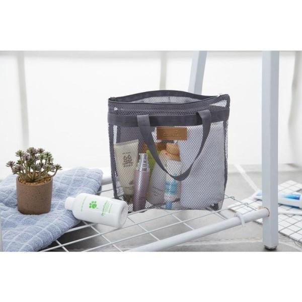 メッシュバッグ トートバッグ お風呂バッグ スパバッグ プールバッグ 手提げバッグ かばん 通気性 シンプル 男女兼用 小物入れ ファスナー ポケット