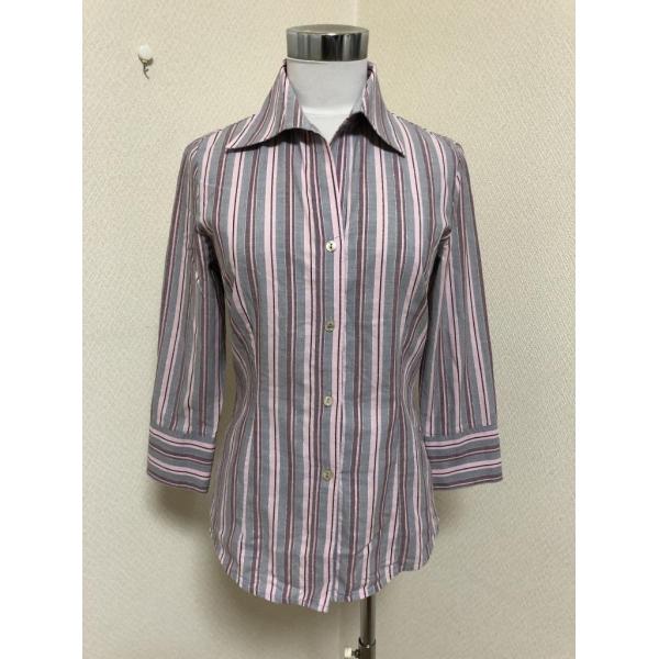 ナラカミーチェ 人気ブランド 7分袖ストライプシャツ ピンク