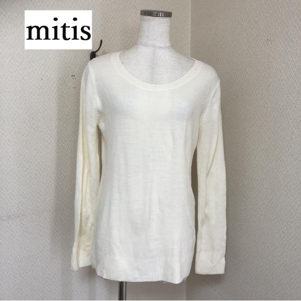 mitis（ミティス）シンプル 薄手 セーター ニット 白 M :lk-1205