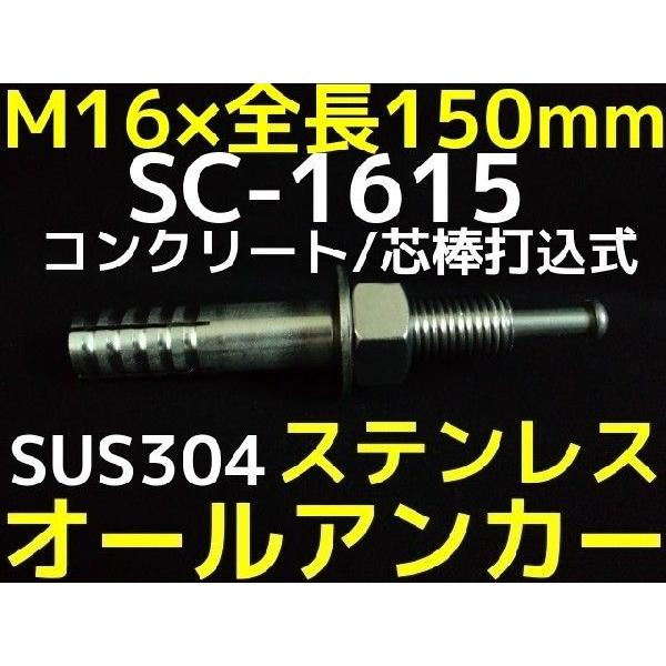 サンコーテクノ オールアンカー SC-1615 M16×150mm 1本 ステンレス製 SUS304系 コンクリート用 芯棒打込み式「取寄せ品」