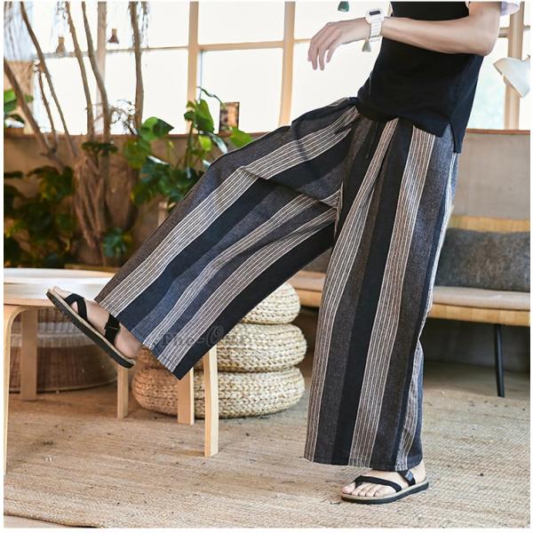 ワイドパンツ メンズ バギーパンツ パンツ 麻パンツ ロングパンツ リネンパンツ ストライプ柄 ゆったり ボトムス サマー Buyee Buyee Japanese Proxy Service Buy From Japan Bot Online