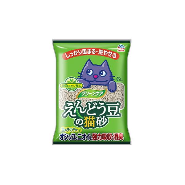 アース・ペット　クリーンケア　えんどう豆の猫砂　無香料　６Ｌ　猫砂　トイレタリー　猫トイレ　猫用トイレ用品　固まる・燃やせる　消臭　無香