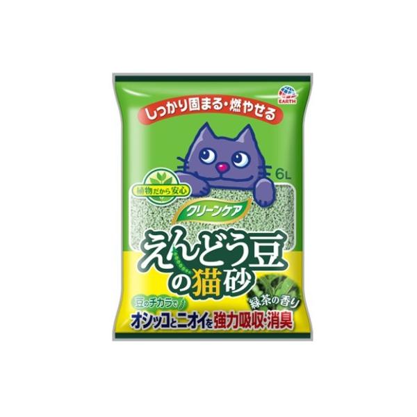 アース・ペット　クリーンケア　えんどう豆の猫砂　緑茶の香り　６Ｌ　猫砂　トイレタリー　猫トイレ　トイレタリー　消臭　固まる・燃やせる