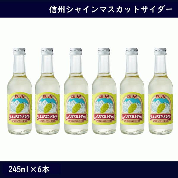 信州 シャインマスカットサイダー　245ml×6本　お土産　長野県　サイダー　甘さ控えめ　微炭酸　ジュース　シャインマスカット