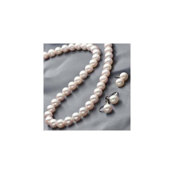 花珠本真珠あこや真珠7.5-8mm パールネックレス+パールイヤリング2点セット
