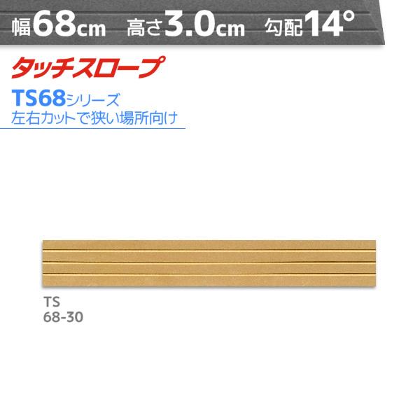 シンエイテクノ■タッチスロープ68 TS68-30■  [高さ(cm)]3.0  [奥行(cm)]11.5  [勾配(度数)]14  [溝(本数)]3  [幅(cm)]68[ 簡単設置 かんたん お手軽 バリアフリー つまずき予防 すべり止...