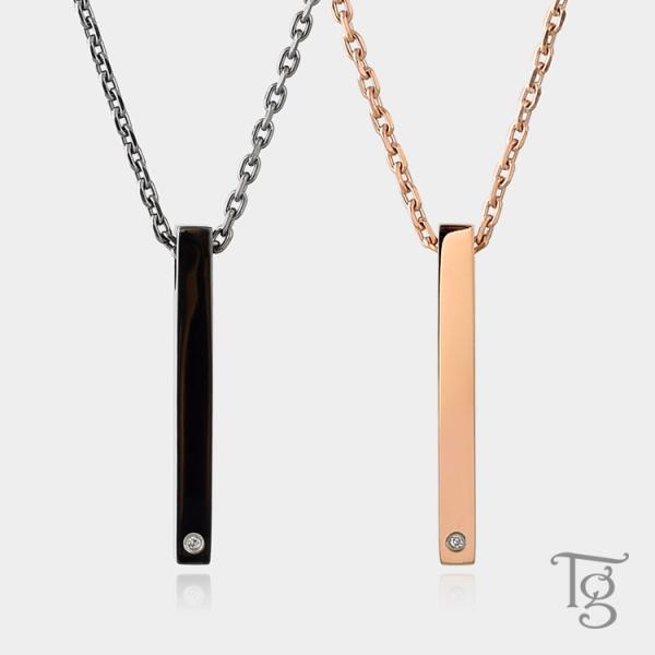 ペアネックレス ステンレス 刻印無料 ダイヤモンド 大人 シンプル おしゃれ つけっぱなし ペンダント スティック プレート サージカル 316L 金属アレルギー対応  2本セット ケース付き 安い 送料無料 ランキング ギフト プレゼント...