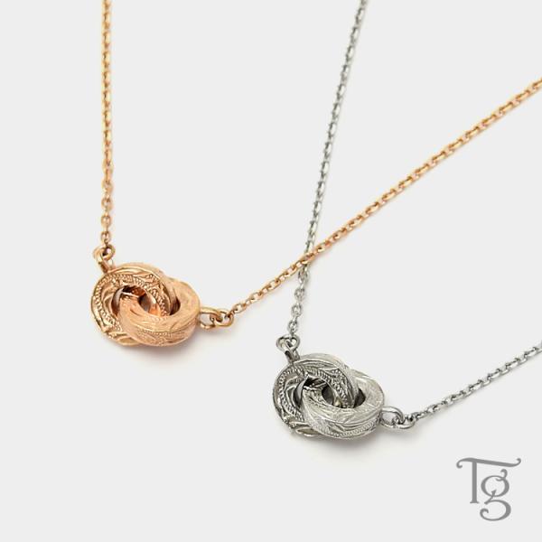 ハワイアンジュエリー ペアネックレス ステンレス 安い 学生 大人 シンプル 金属アレルギー対応 つけっぱなし インフィニティ インターロッキング ダブルリング 2連リング ハワイアン ハワジュ サージカルステンレス 2本セット【スティール...