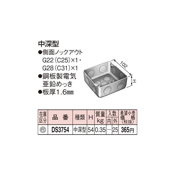 パナソニック 金属製ボックス・カバー中型四角アウトレットボックス深型DS3754 :DS3754:てるくにでんき 通販 