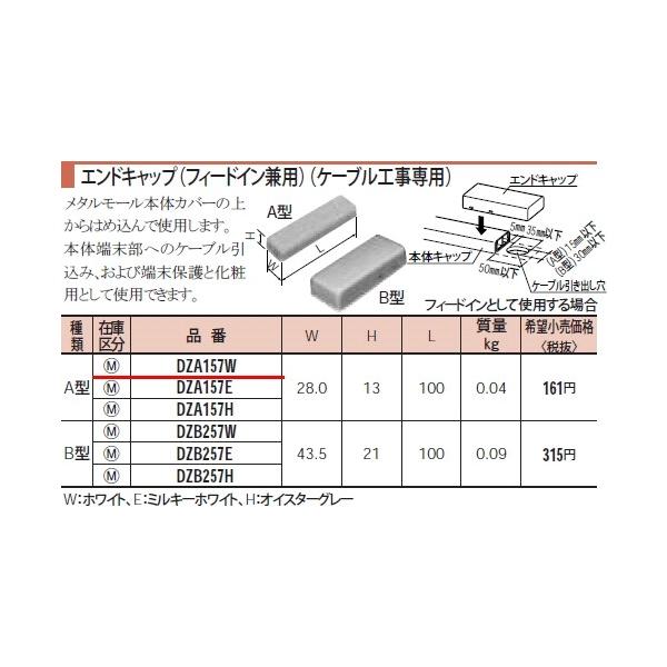 �݌ɕi DZA157W �p�i�\�j�b�N ���^���[���@�G���h�L���b�v�i�t�B�[�h�C�����p�j�i�P�[�u���H����p�j�@�`�^ W28.0 H13.0 L100