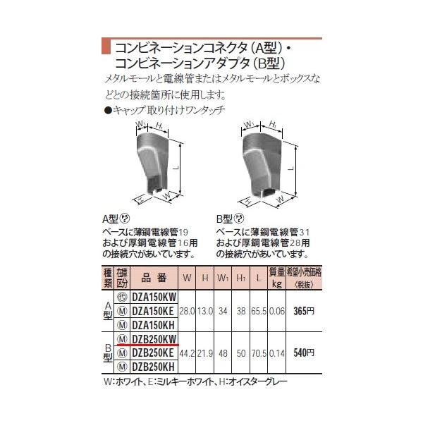 �݌ɕi DZB250KW �p�i�\�j�b�N ���^���[���@�R���r�l�[�V�����R�l�N�^�i�`�^�j�E�R���r�l�[�V�����A�_�v�^�i�a�^�j�@�a�^ W44.2 H21.9 W48 H150 L70.5