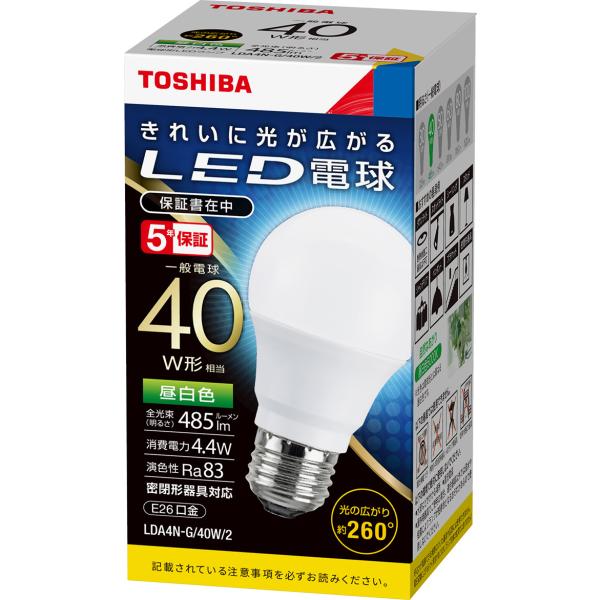 LDA4N-G/40W/2 ���Ń��C�e�b�N 40�` LED�d�� ��ʓd���`�@[E26][�����F][4.4w][485lm][���̍L�����260°][�����Ή�]