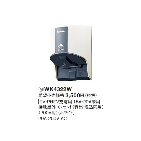 �݌ɕi WK4322W �p�i�\�j�b�N EV�EPHEV�[�d�p15A�E20A���p�ڒn���O�R���Z���g�@(�I�o�E�������p)(200V�p)(�z���C�g)