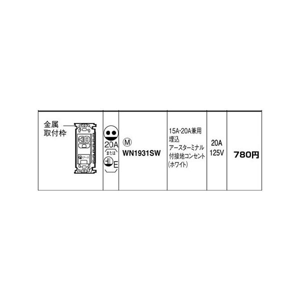 WN1931SW �p�i�\�j�b�N �t���J���[�z�����E�d�ށ@15A�E20A���p�A�[�X�^�[�~�i���t�ڒn�R���Z���g�@�i�z���C�g�j