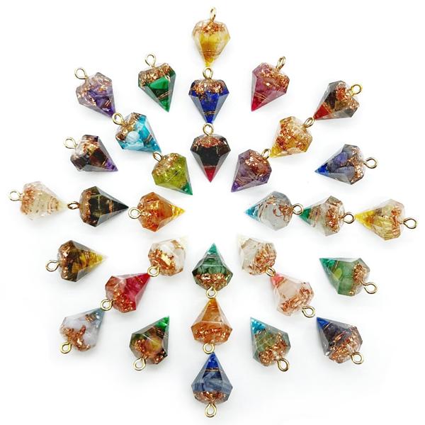 つねりん　オルゴナイト4点 オルゴナイト ミニミニダイヤ型 ヒートン付 36種類 つや出し