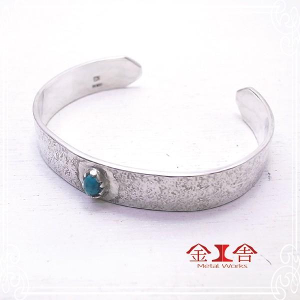 ハンドメイド 天然ターコイズ シルバー925バングル スターリング