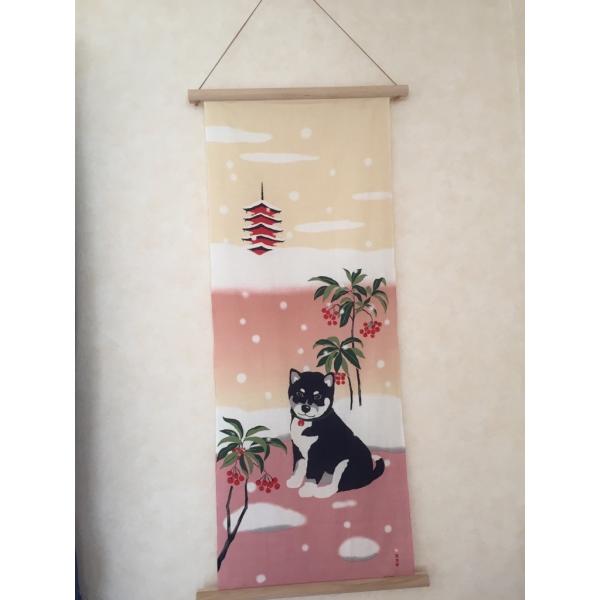 濱文様 絵てぬぐい 黒豆柴と万両 豆柴タペストリー お正月タペストリー 絵手ぬぐいのみ Buyee Buyee 日本の通販商品 オークションの代理入札 代理購入
