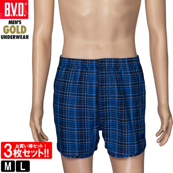 B.V.D BVD GOLD トランクス 3枚セット M L 綿100％ 前開き G192
