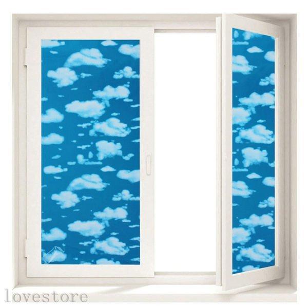 目隠し ガラスフィルム 窓用 曇と空 可愛い 風景紫外線対策 ウィンドウフィルム 浴室 室内 喫茶店 プライバシー保護 貼り直しでき Tf Shop 通販 Yahoo ショッピング