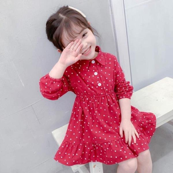 一番の マタニティウエア 子供服 ワンピース キッズ ドレス 女の子 長袖 折り襟 子供服 ワンピース キッズ ドレス 女の子 長袖 折り襟 ガールズ フレアー ハート 春 秋 韓国 Www Threeriversofs Com