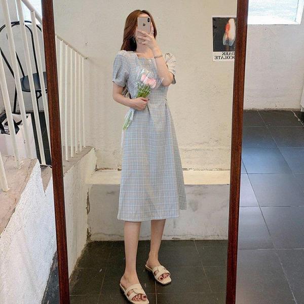 レディースファッション 最大5万円offクーポン ワンピース レディース 40代 マキシワンピース 春夏新作 半袖ワンピース チェック柄 スクエアネック Aラインスカート オシャレ韓国風 大人 30代 Pr9gbknkdw Www Robertgillow Co Uk