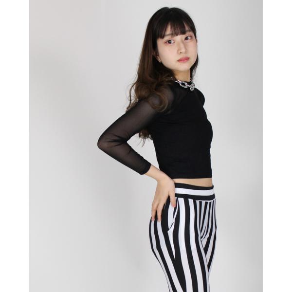 ダンス衣装 シースルー トップス Tシャツ 黒 無地 長袖 へそだし ショート丈 レディース 韓国 Buyee Servicio De Proxy Japones Buyee Compra En Japon