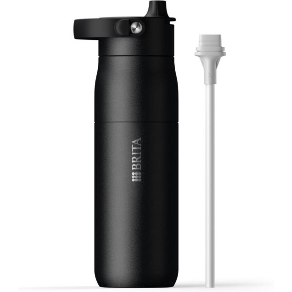 ブリタ 水筒 680ml ステンレス 二重断熱構造 (24時間保冷) ハンドル付き ストロー付き 食洗器対応 ラーク エッセンシャル ボトル ブラック