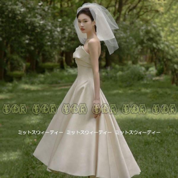 純正販売済み ウェディングドレス 花嫁 二次会 ウエディングドレス 夏婚 結婚式 Aラインドレス ミモレ丈ワンピー クーポン最激安 Ssl Daikyogo Or Jp
