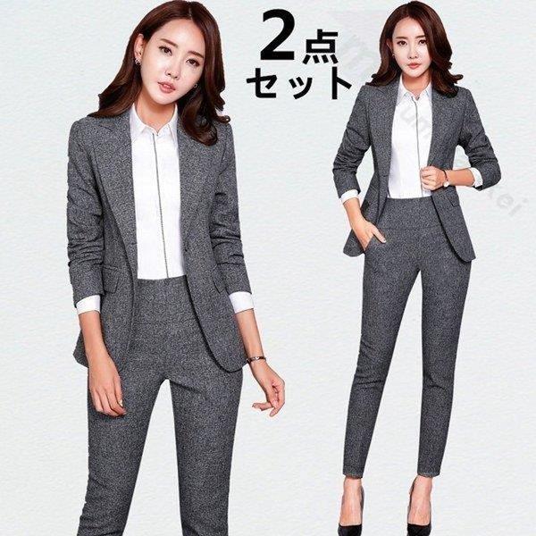 レディース 2点セット 就職活動 黒 グレー パンツスーツ 面接 転職 パンツスーツ 女性 事務服 Ol 通勤 ビジネス オフィス リクルートスーツ Jfx F715 スポーツ用品専門店 通販 Yahoo ショッピング