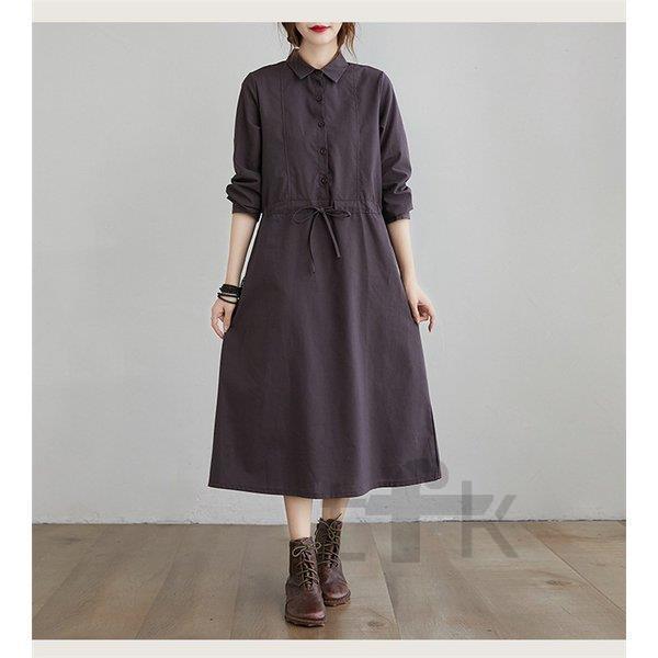 シャツワンピース レディース ロングワンピース ロング丈 長袖 オシャレ ウエストリボン カジュアル 大きいサイズ 体型カバー 秋 冬 シンプル 30代 40代 50代 Jfx Nyf35 スポーツ用品専門店 通販 Yahoo ショッピング