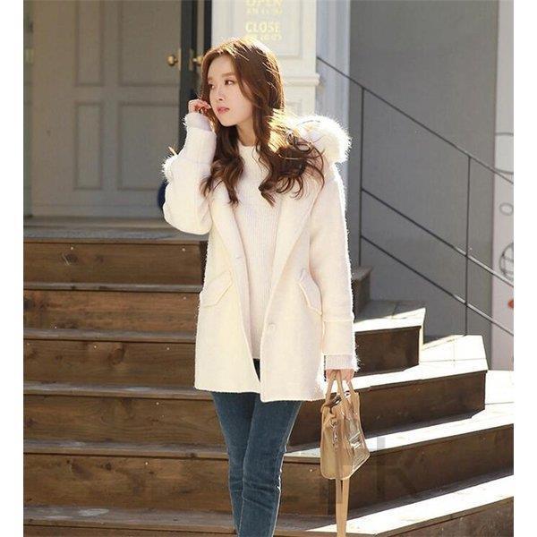 高級素材使用ブランド 可愛い ファー付き アウター コート フェイクウール フード付き レディース ロングコート オーバーコート レディースファッション 冬 Pコート サイズ Xl Www Thebrookinn Ie
