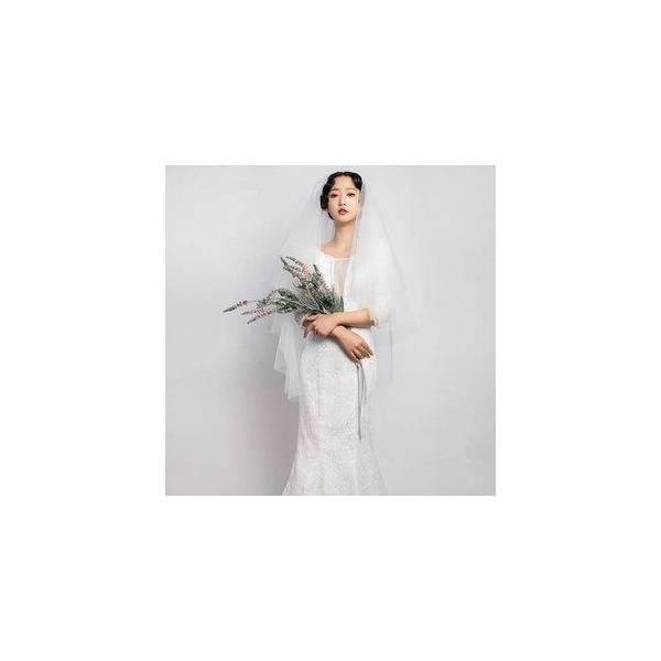 ウェディングベールウエディングブライダル花嫁結婚式小物レースホワイト白ロング80cm 100cm安い ホビー コスプレ