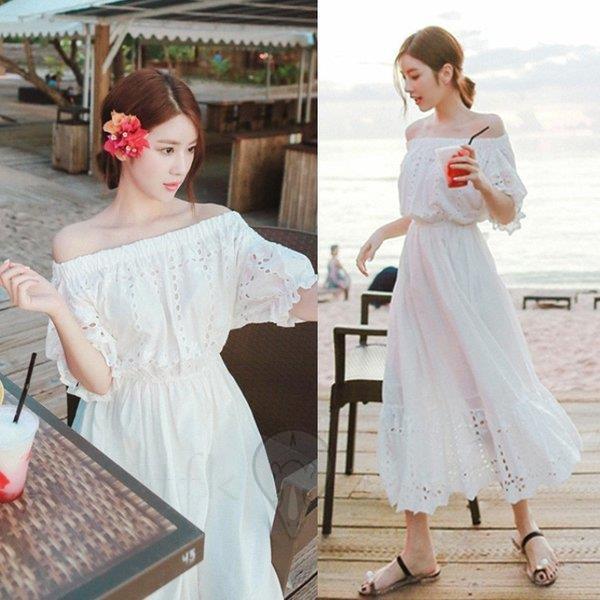 ワンピース レディース 夏 マキシワンピース ボートネック 白レース ワンピース 韓国風 膝丈 ロング丈ワンピース オフショルダー オシャレ 上品 旅行 海デート Ss Nyq S14 スポーツ用品専門店 通販 Yahoo ショッピング
