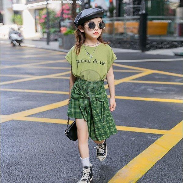 子供服 セットアップ 夏 韓国子供服 女の子 ジュニア キッズ 上下セット 2点セット 半袖 Tシャツ ミニスカート チェック柄 可愛い おしゃれ 通学着 通園着 Ss Tz11 Tfk 通販 Yahoo ショッピング