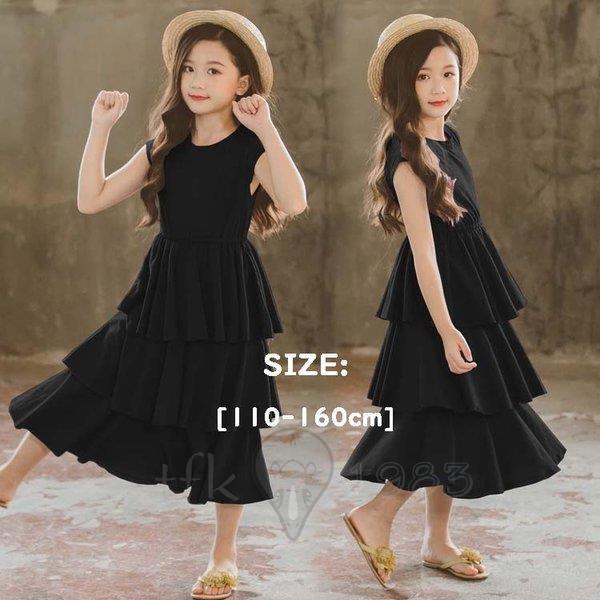 ワンピース キッズ 女の子 夏 ノースリーブ 子供ワンピース キッズワンピース 黒ワンピース ロング丈 ゆったり ジュニア 子供服 110 1 130 140 150 160cm Ss Zgf O16 Tfk 通販 Yahoo ショッピング