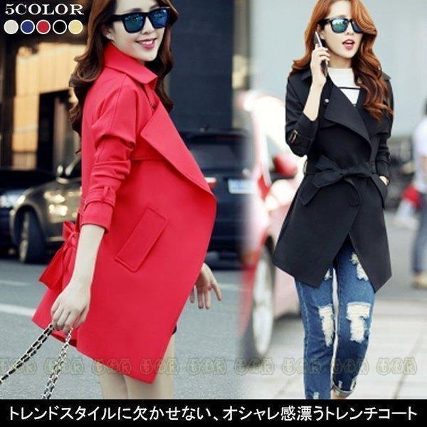 ファッション 春 ライトアウター 春コート ビジネスコート チェスターコート リボン付き テロンチ スプリングコート レディース ミディアム丈 トレンチコート ハーフコート お洒落 無地コート 通勤コート コート アウター Meorboston Org