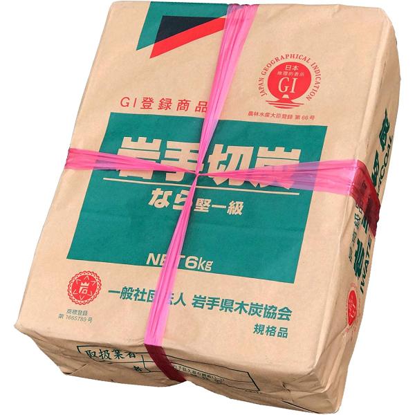 岩手県木炭協会 岩手切炭 6kg - 木炭 黒炭 国産切炭 信頼のブランド 室内使用可能 バーベキュー用炭 キャンプ用炭 「ＧＩ登録商品」