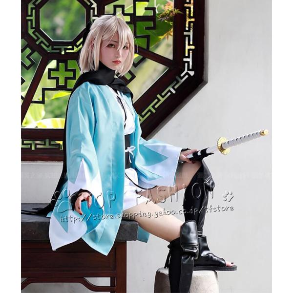 Fate Grand Order 風 桜セイバー 桜saber 沖田総司 FGO コスプレ衣装 COSPLAY コスチューム イベント 仮装 変装  ウィッグ追加可