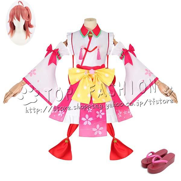 ホロライブ　さくらみこ　コスプレ衣装　ウィッグ hololive ホロライブ VTuber 風 さくらみこ 桜巫女 コスプレ衣装
