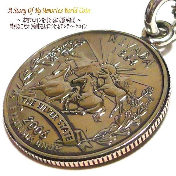 ラスベガス アメリカ ネバダ州 世界の コイン ネックレス × チタンチェーン ( 金属アレルギー対応 ) 外国のコイン コインネックレス