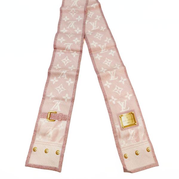 LOUIS VUITTON ルイヴィトン バンドー・ニューデニム シルク スカーフ ピンク 管理番号：10940