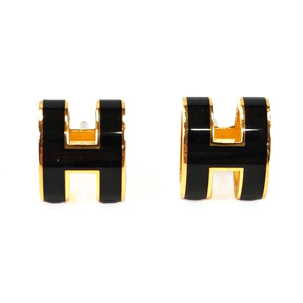 HERMES（エルメス） ポップH ピアス ゴールド×ブラック 管理番号
